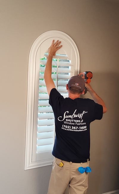 Shutter install in Charlotte family room